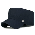 Gorra militar clásica azul marino en sarga de algodón con logotipo metálico lateral - Ajustable / Azul marino
