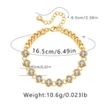 Detailed size chart of gold Cuban link chain bracelet with cubic zirconia dimensions - Square Claw-set Style (KB0487-1)