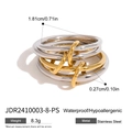 Polished gold and silver multi-layer stainless steel ring with sizing specifications - Multi-Layer Winding Style (JDR2410003-8-PS)