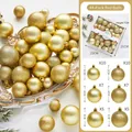 Set di 44 palline di Natale oro opache e glitterate, dimensioni da 3cm a 5cm - Oro
