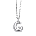 Polished silver metal necklace featuring a minimalist letter G pendant on a fine chain - Letter G