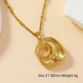 Irregular organic heart leaf pendant in gold finish, 21x20mm size, stainless steel accessory - Hollow Geometric-55