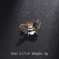 Miniature gold bee brooch pin with black and white enamel finish, size 2.1x1.4cm - Black White Enamel Mini Bee