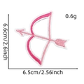 Detail of pink bow and arrow embroidered patch with size dimensions 6.6cm by 6.5cm - Style 25 (Pink Bow and Arrow)