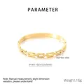 Detail view of 18K gold plated hollow bracelet with white rhinestones and link design - Hollow Chain Texture Style (KB210758-KSZ)