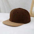 Detail view of coffee and khaki flat brim kids baseball cap with breathable eyelets - 54cm (3-8 Years) / Coffee