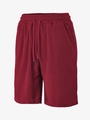 Detail of burgundy waffle knit fabric texture and elastic drawstring waistband on men's shorts - S / Burgundy