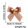 Christmas bow decoration with red gold fabric and bell, size 8cm 3.15inch for holiday trees - Bells Bow / Linen + Plaid Gold Leaf