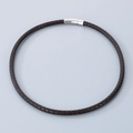 Bracelet en cuir tressé marron foncé avec fermoir magnétique en argent poli - Style B-6mm Cordon Marron-Fermoir Acier-Collier