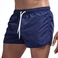 Short de bain homme bleu marine avec taille élastique et fentes latérales sport - Bleu Marine