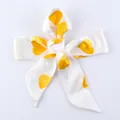 White silk-feel hair ribbon with yellow heart pattern tied in a neat bow accessory - S64-White Base Yellow Heart Print