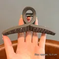 Matte grey twist shark hair clip for women with 12.5cm large size design - Crisscross Frosted Dark Coffee - Approx 13cm