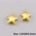Golden matte star charm pendant XK1722 for DIY jewelry making, size 11x10x3.5mm - XK1722# Gold