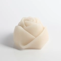 Handcrafted rose flower pillar candle in cream white featuring detailed 3D petal carving - Cream - Geometric Rose