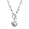 Collier argenté avec fermoir OT et pendentif en cristal rond à facettes sur chaîne - Style Gemme Transparente Argentée (KN229689-Z)