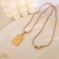 Collana a catena in titanio placcato oro 18K con ciondolo a piastrina con lettera Z - Lettera Z Oro