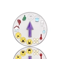Rotating social battery enamel pin with colorful emoji icons on a polished white finish - Non-verbal Communication Brooch / Daily Status - A