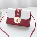 Chic women's crossbody bag in burgundy and white leather with a gold metal lock - Red