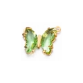 Golden stainless steel butterfly pendant with vibrant green crystal zircon inlay - Yellow-Green