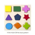 Wooden geometric shape sorting puzzle with 9 colorful blocks on a square base - Nine Shape Sorting Board
