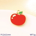 Golden apple fruit pendant with red enamel, 18K gold plated stainless steel accessory - Mini Red Apple (KLJ10779-ZLA)