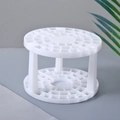Circular white desk organizer with multiple slots for makeup brushes and stationery pencils - White