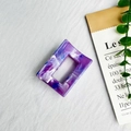 Purple marble texture acetate hair claw clip with elegant rectangular hollow design - Small Square 6.3cm-Purple Marble