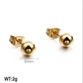 Minimalist 6mm gold ball stud earrings in polished stainless steel with butterfly backs - 6mm / Gold