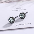 Orecchini a perno rotondi placcati neri con pietre in zirconia cubica brillante e chiara - Rame / Oro Nero Con Zircone Bianco
