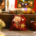 Roter Leinen-Weihnachtsbeutel mit süßem 3D-Schneemann mit Karomütze und Kordelzug - Schneemann Rote Kordelzugtasche