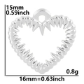 Detailed view of silver heart pendant with gothic spike edge and size dimensions - Pendant / Steel