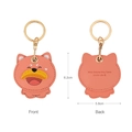 Cute puppy leather key ring in coral orange with golden hardware for bags - Banana Dog