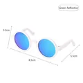 Cute white round frame pet sunglasses with green mirrored lenses for cats and small dogs - White Frame Green Reflective