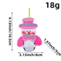 Ornamento natalizio a pupazzo di neve con campanella rosa e misure dettagliate - W1-22 Pupazzo di Neve con Campanello Bianco