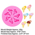 Pink silicone mold for cartoon ice cream shapes with finished miniature models - 5# Ice Cream Shape (B831) / Pink