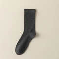 Minimalist dark grey crew socks made of combed cotton with a seamless knit design - One Size / Solid Dark Grey