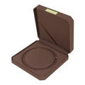 Octagonal brown velvet jewelry box for necklaces with golden fashion label inside - Coffee / Round Center Pearl Box / 18.8×18.8×4.2cm