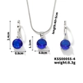 Détails de l'ensemble de bijoux argentés avec cristaux bleus et dimensions - Bleu Royal/Argent