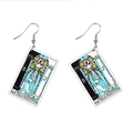 Orecchini in acrilico bifacciali con tarocchi La Sacerdotessa e ganci color argento - La Papessa-C109