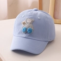 Detail of light blue kids baseball cap with bear embroidery and COOL DUDE label - 52cm (Recommended for Children 3-8 Years) / Blue
