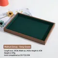 Walnut wood grain jewelry display tray with dark green velvet lining 35x24x3cm - Walnut Empty Tray Dark Green