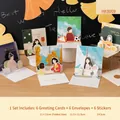 Set mit 6 3D-Popup-Grußkarten zum Lehrertag inklusive Umschlägen und Aufklebern - Lehrer und Schüler Serie 6er Set