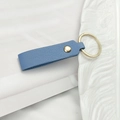Minimalist blue PU leather keychain with high-quality golden metal ring and rivet - No.10 Blue