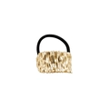Minimalist golden U-shaped hair tie with wavy metal texture and black elastic band - Pleated 5.5cm / Gold
