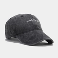 Broderie mama détaillée sur une casquette de baseball grise vintage en coton délavé - Noir