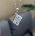 Silver book-shaped necklace with gold heart and graduation cap charm in silver finish - 06 Spanish Daughter Style Two-tone