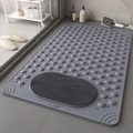 Grey bathroom non-slip shower mat with foot massage bristles and textured surface - 80*120cm (Oversized) / Grey - With Massage Brush