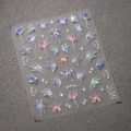 TL-141 colorful 5D embossed butterfly nail stickers with faux pearl accents - TL-141 3D Butterfly Pearl Style (TL-141)