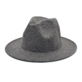Classic dark grey wool fedora hat with stiff brim for men and women on white background - M (56-58cm) / Dark Gray