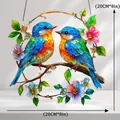 20cm colorful birds on flower branch acrylic suncatcher ornament with hanging chain - Two Birds on Flowers-OPP Bag